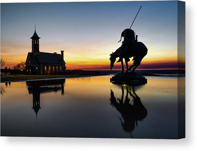 Table Rock Lake Canvas Print featuring the photograph Twilight Tapestry At The Ozarks Chapel And End Of The Trail by Gregory Ballos
