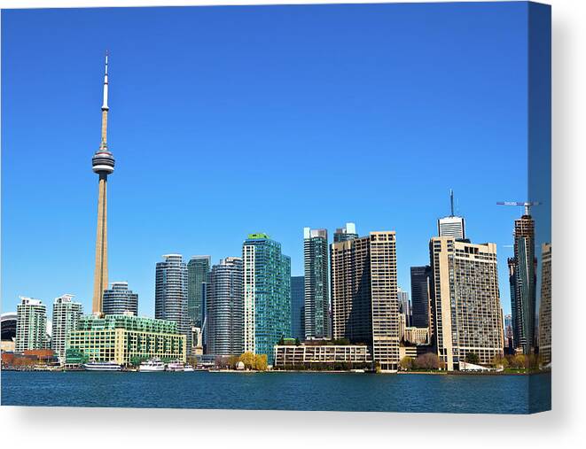 Lake Ontario Canvas Print featuring the photograph Toronto Skyline by Pawel.gaul