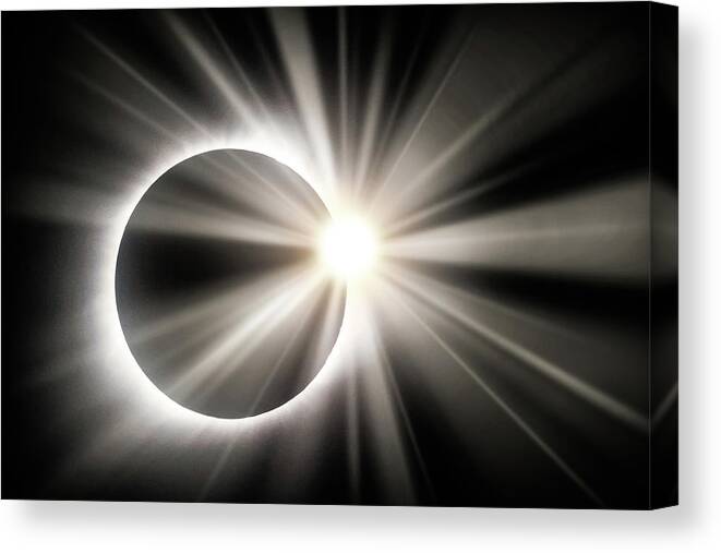 America Canvas Print featuring the photograph Total Solar Eclipse and Sunstar by Gregory Ballos