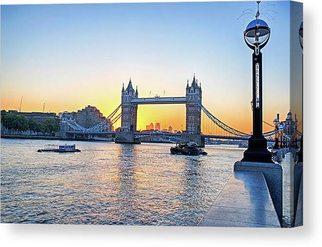 London Canvas Print featuring the photograph Tower Bridge at Sunset London UK United Kingdom England by Toby McGuire