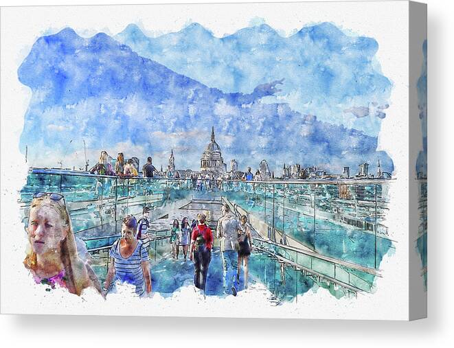 Travel Canvas Print featuring the digital art Travel #watercolor #sketch #travel #sky by TintoDesigns