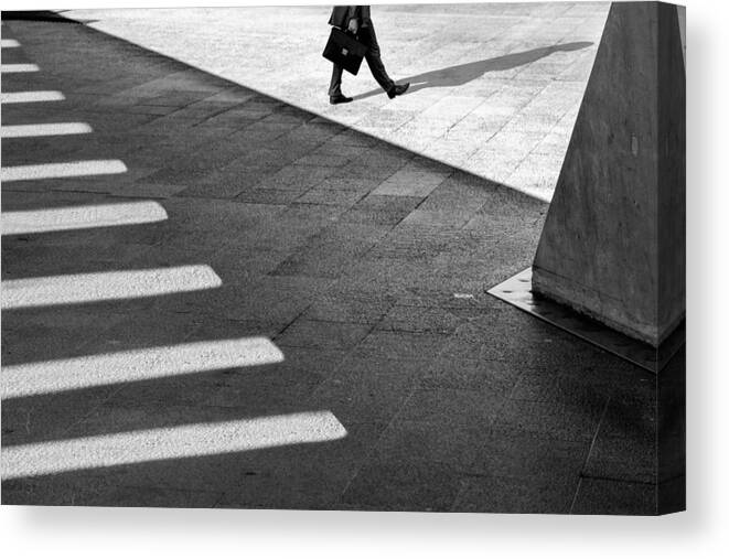 Zebra Crossing Canvas Print featuring the photograph Triangels And Stripes by Hilde Ghesquiere