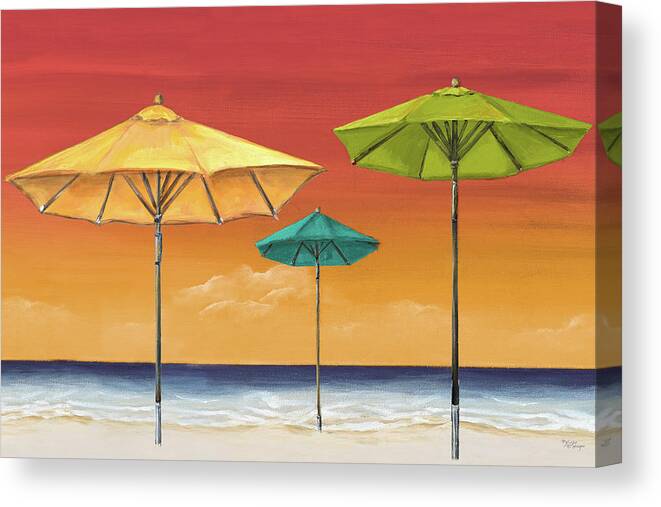 Coastal Canvas Print featuring the painting Tropical Umbrellas I by Tiffany Hakimipour