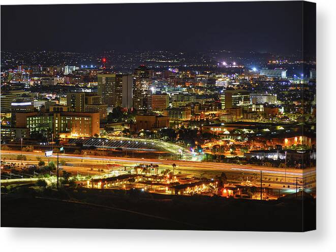 Tucson Canvas Print featuring the photograph Tucson, Arizona skyline at night by Chance Kafka