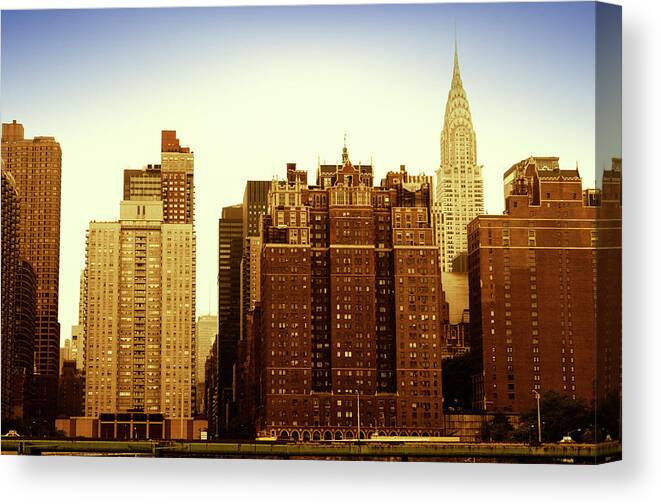 Built Structure Canvas Print featuring the photograph Tudor City Skyline And Chrysler by Lisa-blue