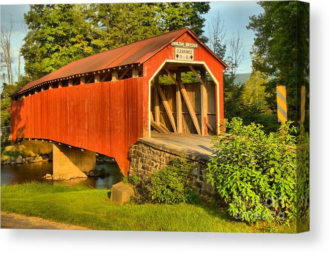 Enslow Canvas Print featuring the photograph Turkey Trail Covered Bridge by Adam Jewell