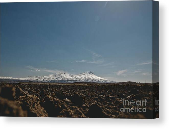 Architecture Canvas Print featuring the photograph Turkish landscapes with snowy mountains in the background by Joaquin Corbalan