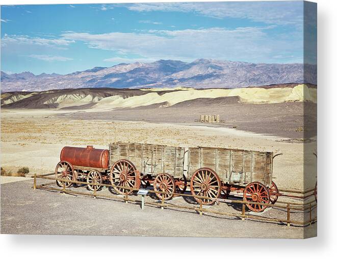 Horse Cart Canvas Print featuring the photograph Twenty Mule Wagon In Death Valley by Bryan Mullennix