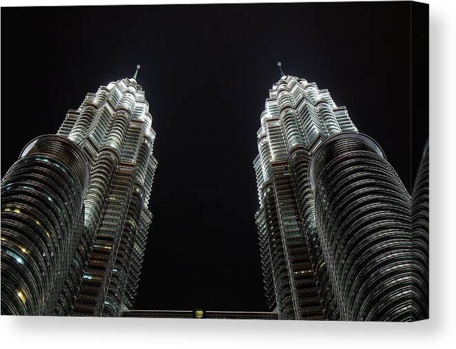 Urban Canvas Print featuring the photograph Twin Towers, Kuala Lumpur by Anne Ponsen