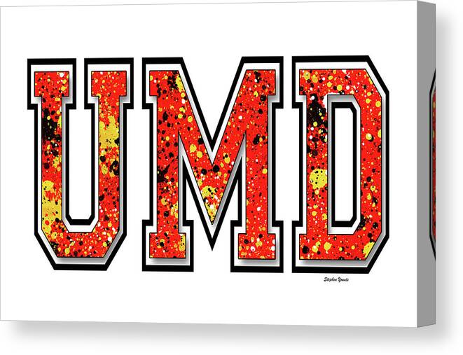 Umd Canvas Print featuring the digital art UMD - University of Maryland - White by Stephen Younts