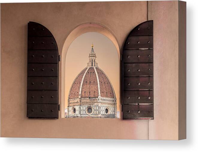 Firenze
Florence
Italy
Duomo
Cupola
Brunelleschi
Architettura
Arte Canvas Print featuring the photograph Una Finestra Su Brunelleschi by Gennaro Di Noto