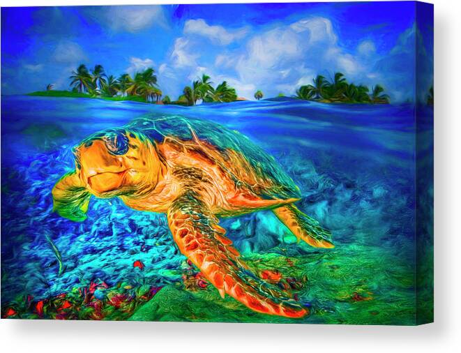 Clouds Canvas Print featuring the photograph Under the Waves Painting by Debra and Dave Vanderlaan