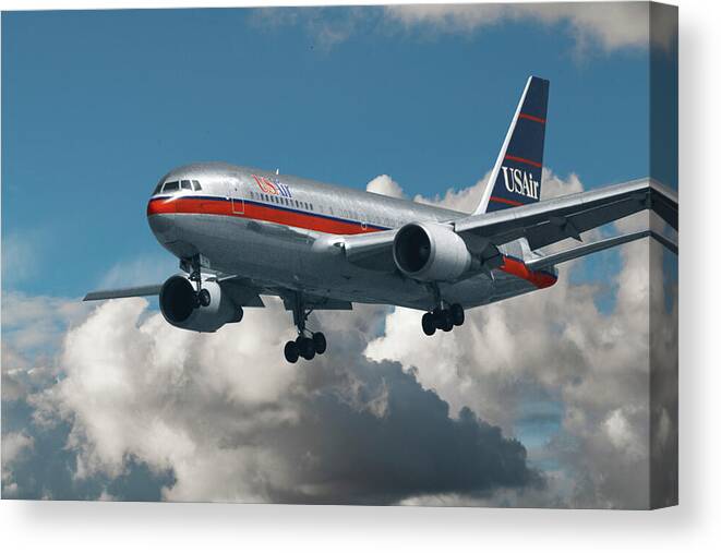 Us Air Canvas Print featuring the photograph US Air Boeing 767-200 by Erik Simonsen
