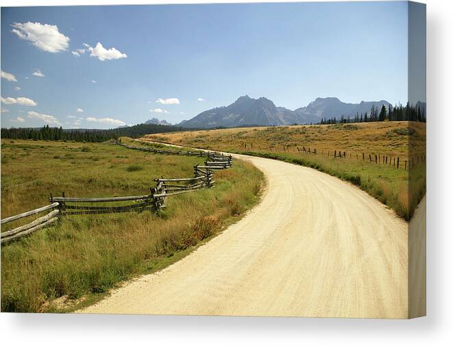 Scenics Canvas Print featuring the photograph Usa, Idaho, Near Stanley, Dirt Road And by Steve Smith