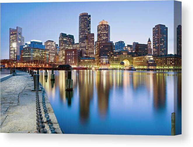 Outdoors Canvas Print featuring the photograph Usa, Massachusetts, Boston, Financial by Travelpix Ltd