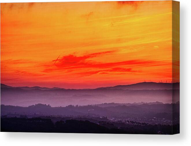 Ourem Canvas Print featuring the photograph Valley Fog Sunrise - Portugal by Stuart Litoff