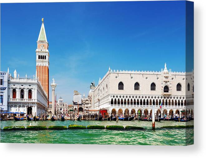 Sea Canvas Print featuring the photograph Venice, Italy - August 8, 2014 Piazza by Ivan Kmit