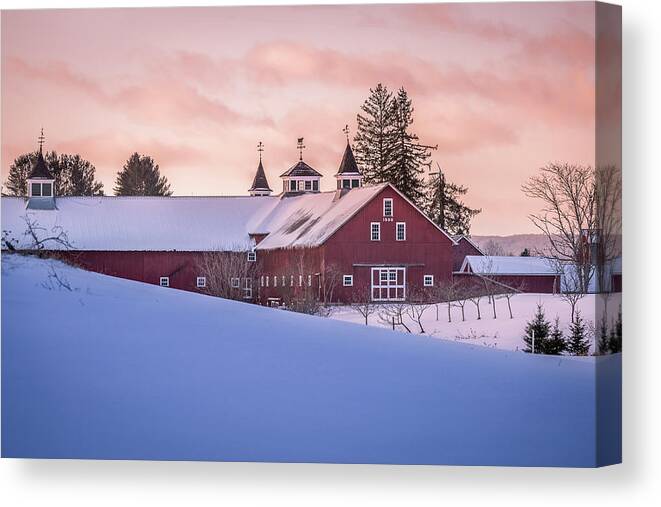 Barn Canvas Print featuring the photograph Vermont Winter Morning by Tim Kirchoff