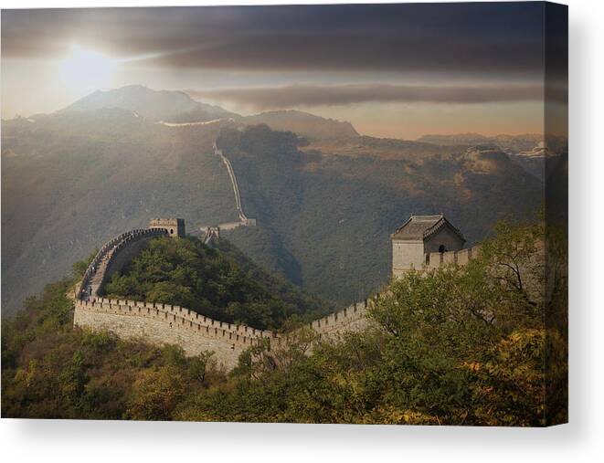 Tranquility Canvas Print featuring the photograph View Of The Great Wall At Mutianyu by Lost Horizon Images