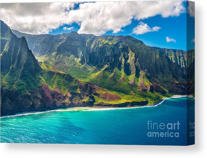 Mountains Canvas Print featuring the photograph View On Napali Coast On Kauai Island by Alexander Demyanenko