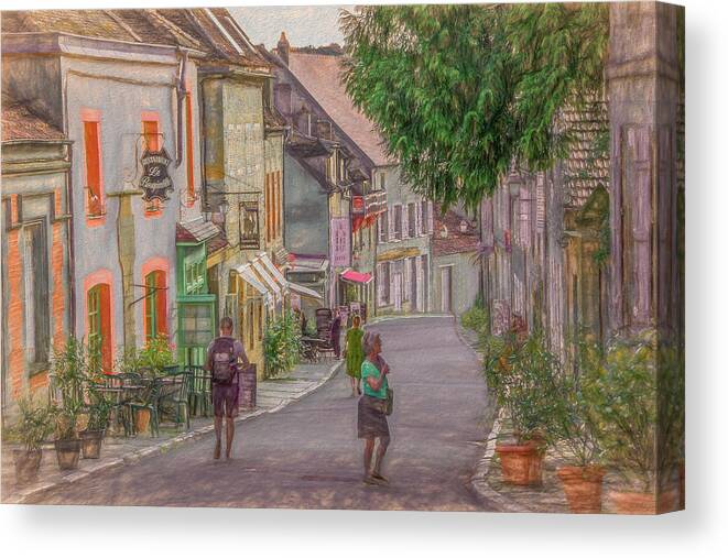 Vezelay Canvas Print featuring the photograph Village of Vezelay on a Summer Afternoon, Painterly by Marcy Wielfaert