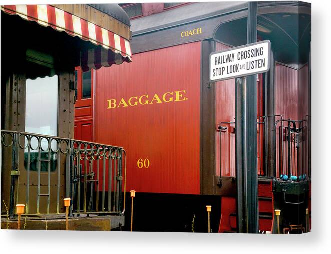 D2-rr-3063 Canvas Print featuring the photograph Vintage Railroad Baggage Car by Paul W Faust - Impressions of Light