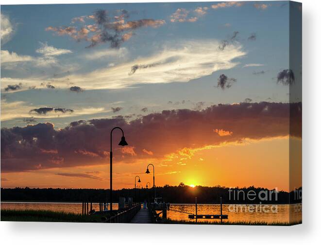 Sunrise Canvas Print featuring the photograph Wando River - Palmetto Sunrise by Dale Powell