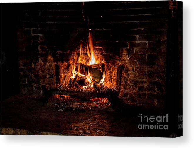 Fire Canvas Print featuring the photograph Warm Hearth by Kathy McClure