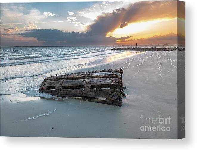 Sunset Canvas Print featuring the photograph Washed Ahore - Sullivan's Island South Carolina by Dale Powell