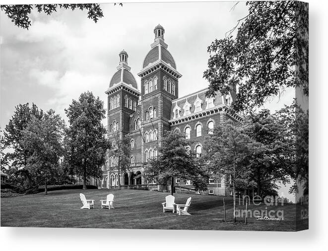 Washington And Jefferson College Canvas Print featuring the photograph Washington and Jefferson College Old Main by University Icons