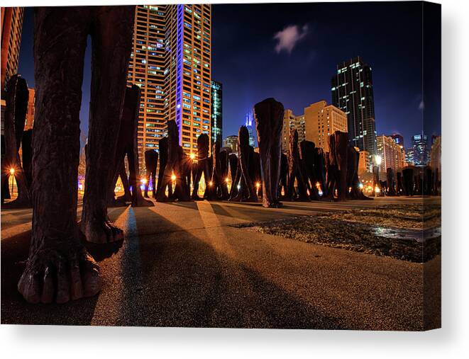 Chicago Canvas Print featuring the photograph Watch your Step by Raf Winterpacht