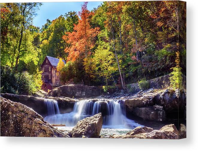 Wv Canvas Print featuring the photograph Waterfall of Glade Creek Grist Mill by Amanda Jones