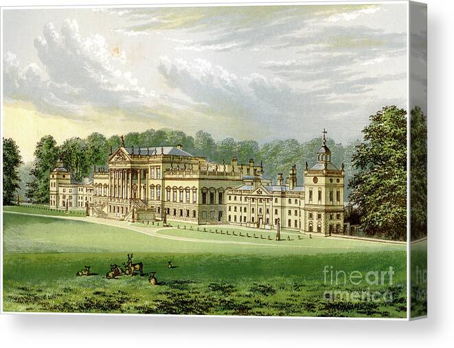 Engraving Canvas Print featuring the drawing Wentworth Woodhouse, Yorkshire, Home by Print Collector