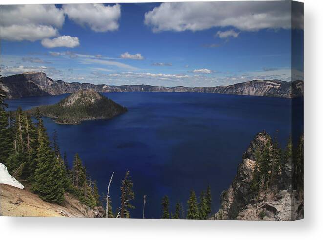 Crater Lake Canvas Print featuring the photograph We're On Our Way by Laurie Search