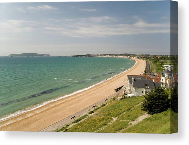 Elevated View Canvas Print featuring the digital art Weymouth Beach In Dorset by John Philip Harper