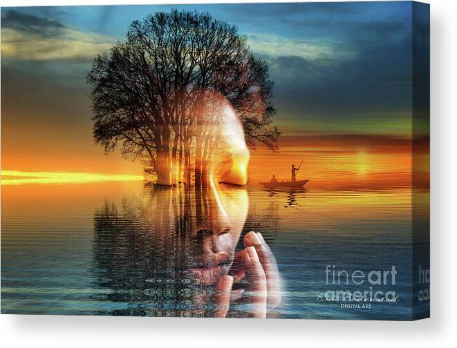 Sunset Canvas Print featuring the photograph When I was - yours by Kira Bodensted
