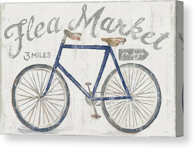 Adventure Canvas Print featuring the painting White Barn Flea Market I Blue Gray by Sue Schlabach