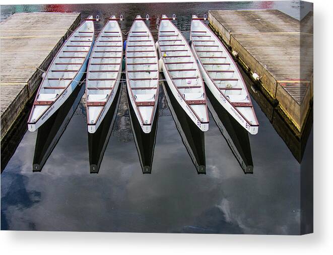 Tranquility Canvas Print featuring the photograph White Dragonboats by Photography By Jason Gallant