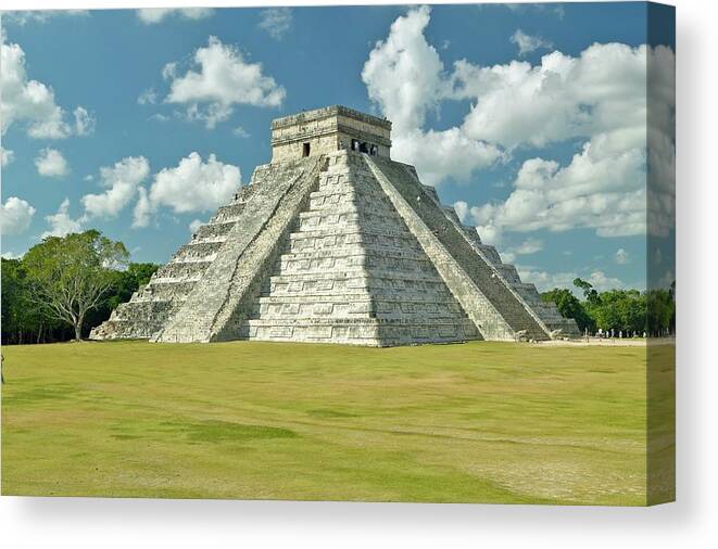 Latin America Canvas Print featuring the photograph White Puffy Clouds Over The Mayan by Visionsofamerica/joe Sohm