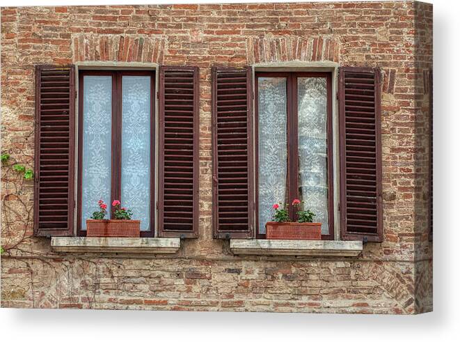 Tuscany Canvas Print featuring the photograph Window Flowers of Tuscany by David Letts