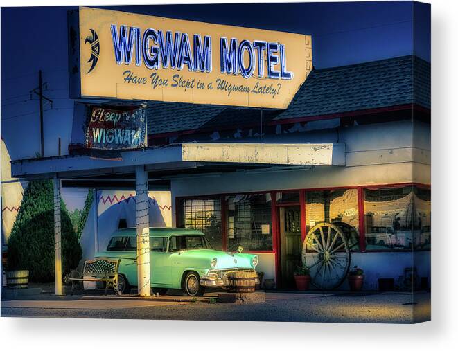 Holbrook Canvas Print featuring the photograph Wigwam Motel Holbrook, AZ by Micah Offman