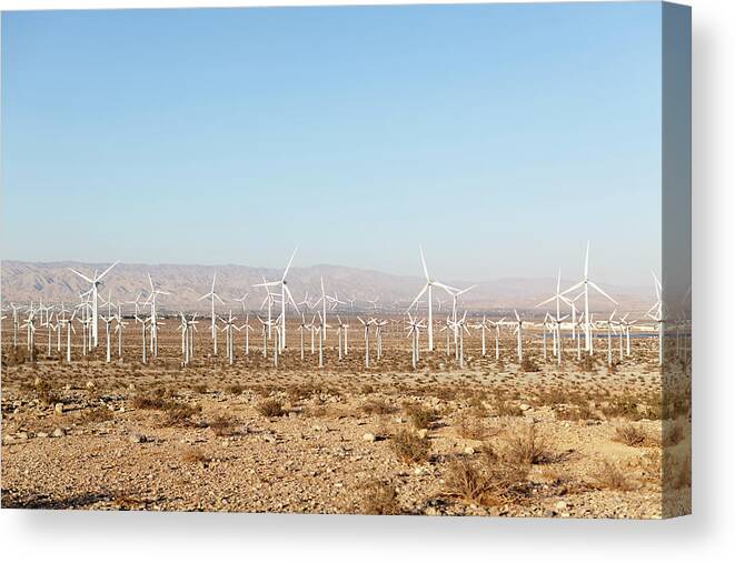 Scenics Canvas Print featuring the photograph Wind Turbines In A Desert Landscape by Patrick Strattner