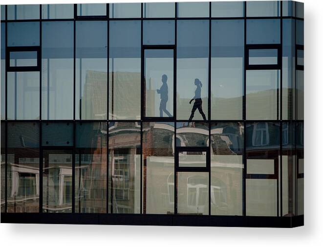Architcture Canvas Print featuring the photograph Window Walk by Hilde Ghesquiere