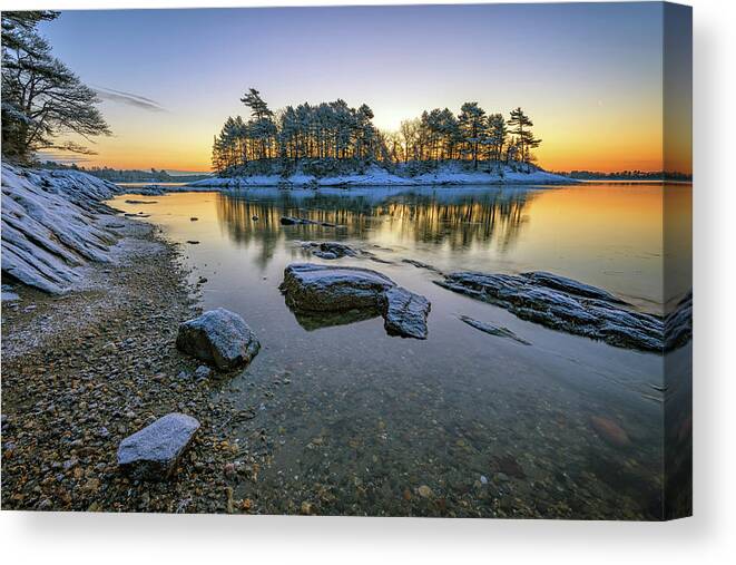 Winter Canvas Print featuring the photograph Winter Morning in Wolfe's Neck Woods by Rick Berk