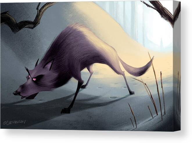 Wolf Canvas Print featuring the digital art Wolf on the Prowl by Christopher Ables