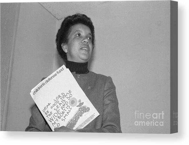 Mature Adult Canvas Print featuring the photograph Writer And Activist Marian Wright by Bettmann