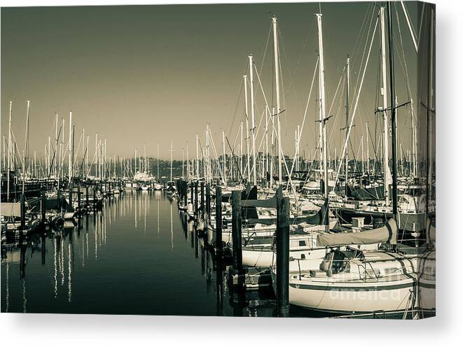 Travel Us-101 Canvas Print featuring the photograph 0697 Boats Anchor near Belvedere Tiburon California by Neptune - Amyn Nasser Photographer