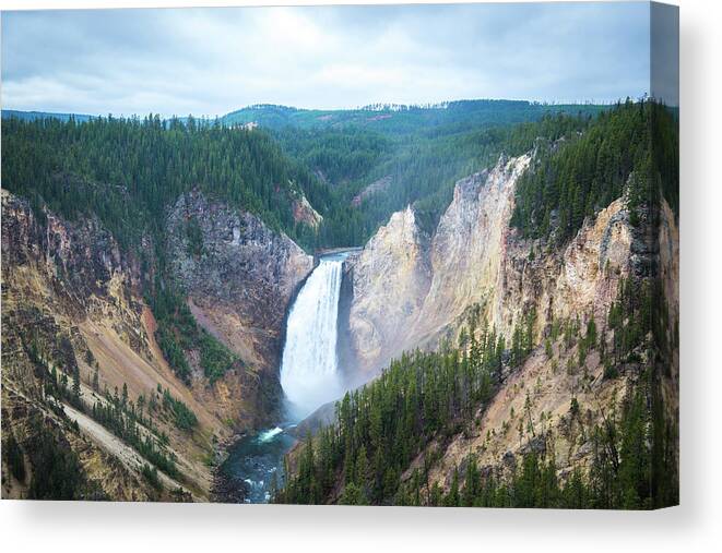 Yellowstone Canvas Print featuring the photograph Yellowstone Falls by Aileen Savage