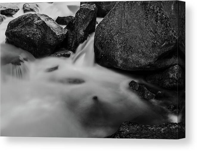 Black And White Canvas Print featuring the photograph Yosemite, Vernal Falls Detail by Julieta Belmont