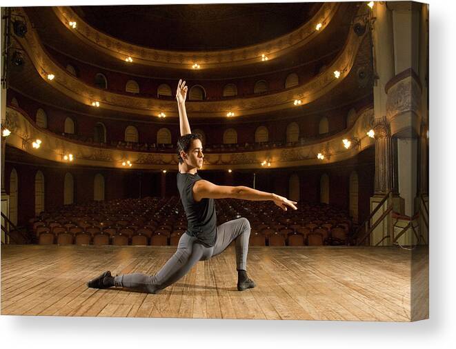 People Canvas Print featuring the photograph Young Dancer Posing On Stage by Hans Neleman